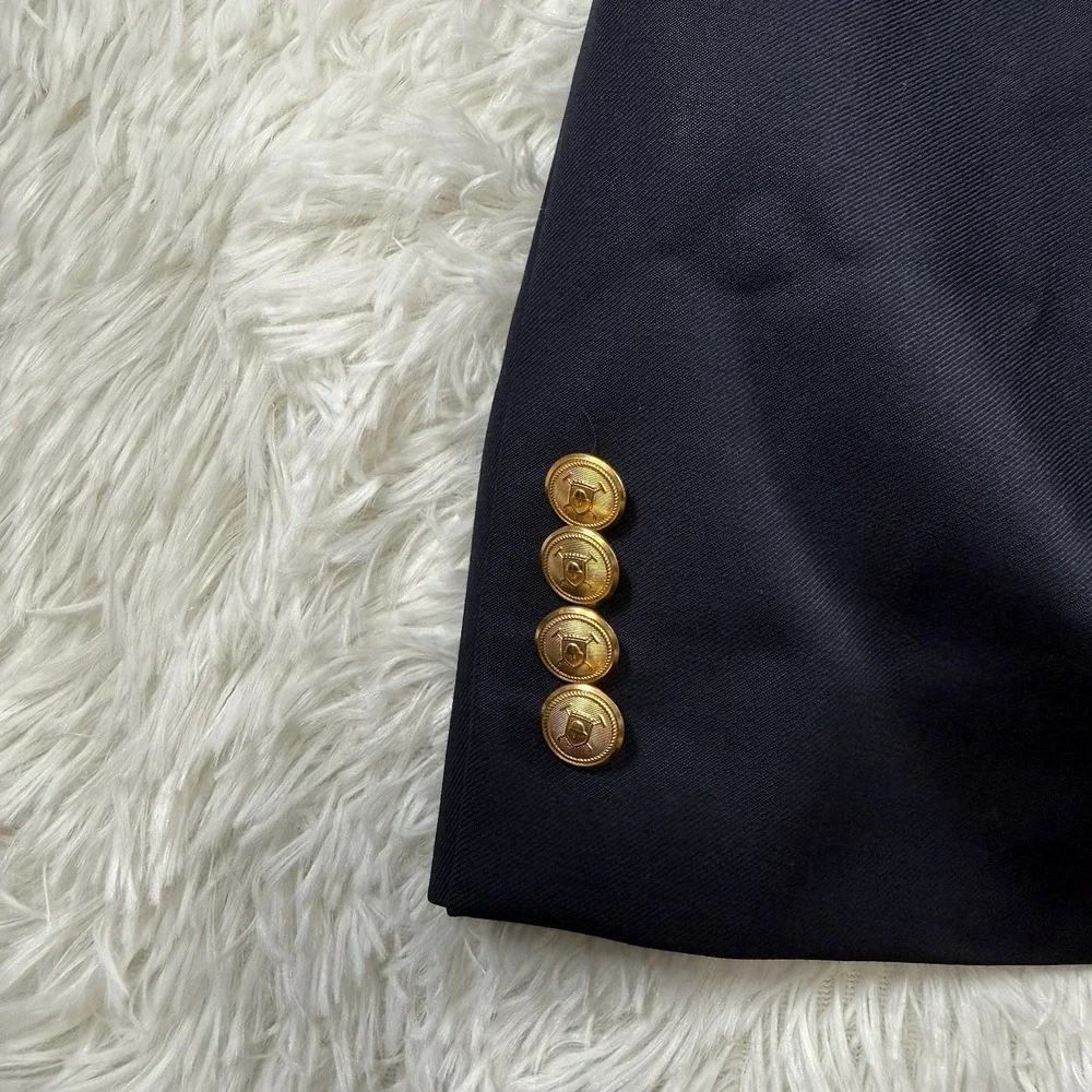 Lauren Ralph Lauren Blazer Mens 48R Navy Wool Designer Gold Buttons Sport Coat